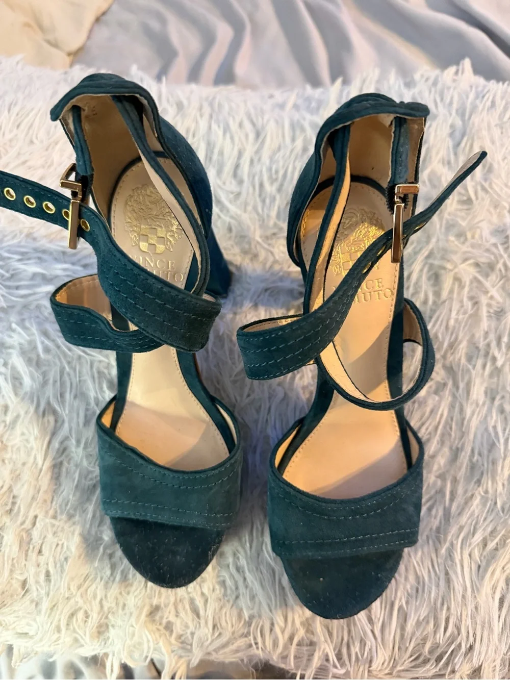 Vince Camuto Teal Suede Platform Sandals